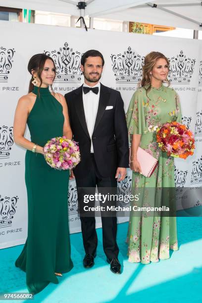 Prince Carl Phillip of Sweden, Princess Sofia of Sweden, and Princess Madeliene of Sweden attend the 2018 Polar Music Prize award ceremony at the...