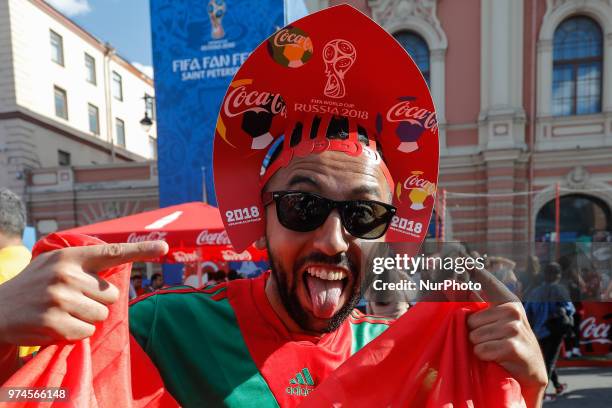 Morocco supporter during the FIFA World Cup 2018 match between Russia and Saudi Arabia on June 14, 2018 at Fan Fest zone in Saint Petersburg, Russia.