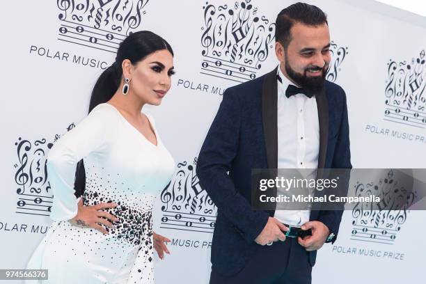 Aryana Sayeed and Hasib Said attend the 2018 Polar Music Prize award ceremony at the Grand Hotel on June 14, 2018 in Stockholm, Sweden.