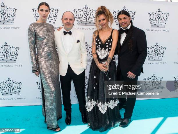 Jessica Miller, Lars Ulrich, Chloe Trujillo, and Robert Trujillo attend the 2018 Polar Music Prize award ceremony at the Grand Hotel on June 14, 2018...