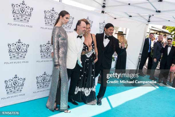 Jessica Miller, Lars Ulrich, Chloe Trujillo, and Robert Trujillo attend the 2018 Polar Music Prize award ceremony at the Grand Hotel on June 14, 2018...