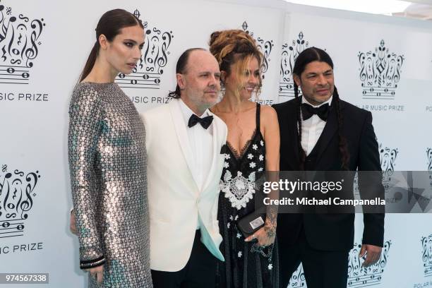 Jessica Miller, Lars Ulrich, Chloe Trujillo, and Robert Trujillo attend the 2018 Polar Music Prize award ceremony at the Grand Hotel on June 14, 2018...