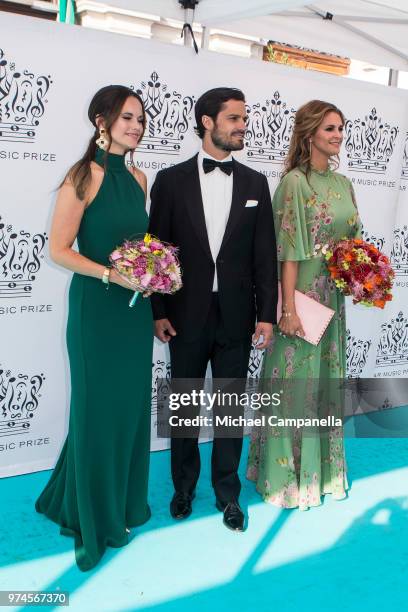 Prince Carl Phillip of Sweden, Princess Sofia of Sweden, and Princess Madeliene of Sweden attend the 2018 Polar Music Prize award ceremony at the...