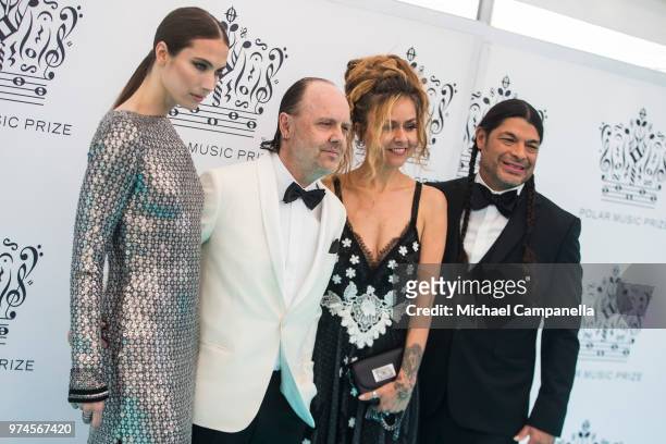 Jessica Miller, Lars Ulrich, Chloe Trujillo, and Robert Trujillo attend the 2018 Polar Music Prize award ceremony at the Grand Hotel on June 14, 2018...