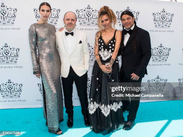 Jessica Miller, Lars Ulrich, Chloe Trujillo and Robert Trujillo attend the 2018 Polar Music Prize award ceremony at the Grand Hotel on June 14, 2018...