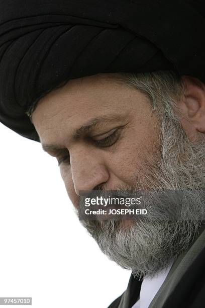Hazem al-Araji, Iraqi Shiite cleric of the Sadr movement, attends Friday prayers in Baghdad's Shiite bastion of Sadr City on March 5, 2010....