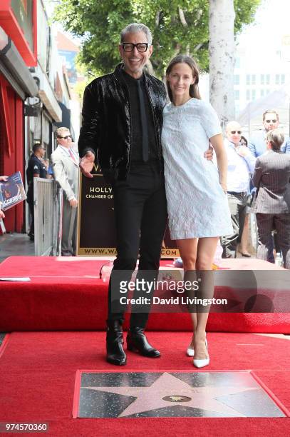 Actor Jeff Goldblum and wife Emilie Livingston attend his being honored with a Star on the Hollywood Walk of Fame on June 14, 2018 in Hollywood,...
