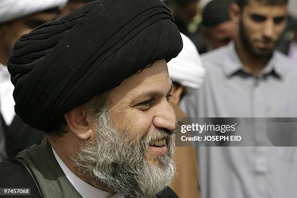 Hazem al-Araji, Iraqi Shiite cleric of the Sadr movement, attends Friday prayers in Baghdad's Shiite bastion of Sadr City on March 5, 2010....