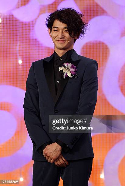 Actror Eita attends the 33rd Japan Academy Aawrds at Grand Prince Hotel New Takanawa on March 5, 2010 in Tokyo, Japan. Actor Ken Watanabe and actress...