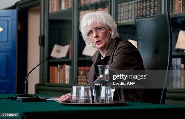 Johanna Sigurdardottir, Prime Minister of Iceland speaks during a press conference at the Culture House, in Reykjavik on March 5, 2010. Iceland's...