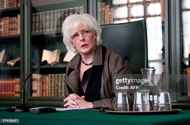 Johanna Sigurdardottir, Prime Minister of Iceland speaks during a press conference at the Culture House, in Reykjavik on March 5, 2010. Iceland's...