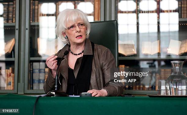 Johanna Sigurdardottir, Prime Minister of Iceland speaks during a press conference at the Culture House, in Reykjavik on March 5, 2010. Iceland's...