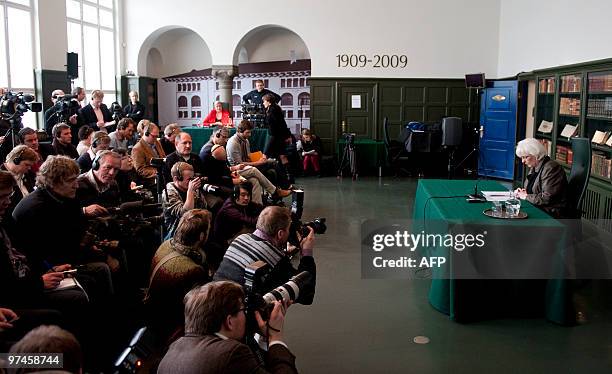 Johanna Sigurdardottir , Prime Minister of Iceland speaks during a press conference at the Culture House, in Reykjavik on March 5, 2010. Iceland's...