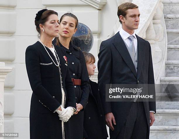 Princess Caroline of Hanover, her daughters Princess Charlotte, Princes Alexandra and Prince Pierre Casiraghi, attend a ceremony on November 19, 2009...