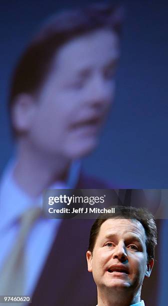 Liberal Democrat Party Leader Nick Clegg adresses the Scottish party conference on March 5, 2010 in Perth, Scotland.As the UK gears up for one of the...