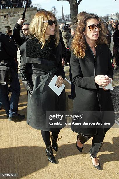 Carine Roitfeld and Mademoiselle Agnes attend the Christian Dior Ready to Wear show as part of the Paris Womenswear Fashion Week Fall/Winter 2011 at...