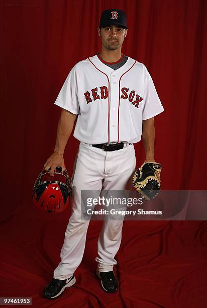 Mark Wagner of the Boston Red Sox poses during photo day at the Boston Red Sox Spring Training practice facility on February 28, 2010 in Ft. Myers,...