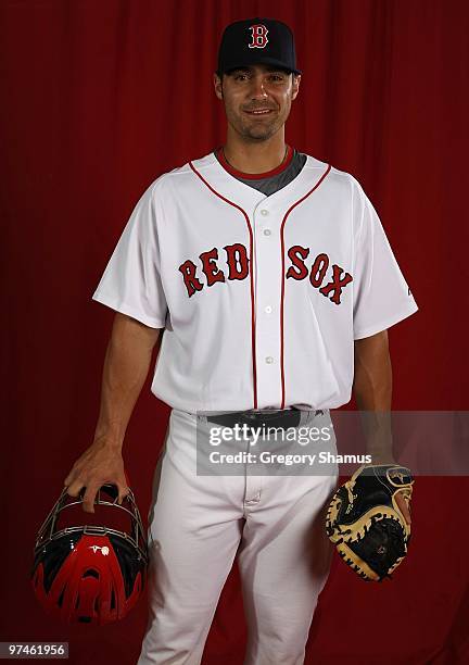 Mark Wagner of the Boston Red Sox poses during photo day at the Boston Red Sox Spring Training practice facility on February 28, 2010 in Ft. Myers,...