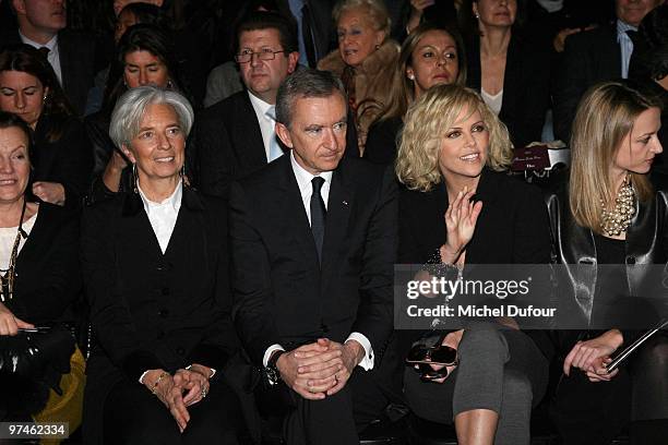 Christine Lagarde, Bernard Arnault and Charlize Theron attend the Christian Dior Ready to Wear show as part of the Paris Womenswear Fashion Week...