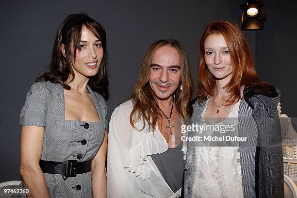 Dolores Chaplin, John Galliano and Audrey Marnay attend the Christian Dior Ready to Wear show as part of the Paris Womenswear Fashion Week...