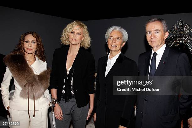 Marisa Berenson, Charlize Theron, Christine Lagarde and Bernard Arnault attends during the Christian Dior Ready to Wear show as part of the Paris...