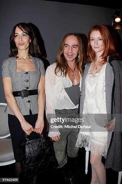 Dolores Chaplin, John Galliano and Audrey Marnay attend the Christian Dior Ready to Wear show as part of the Paris Womenswear Fashion Week...