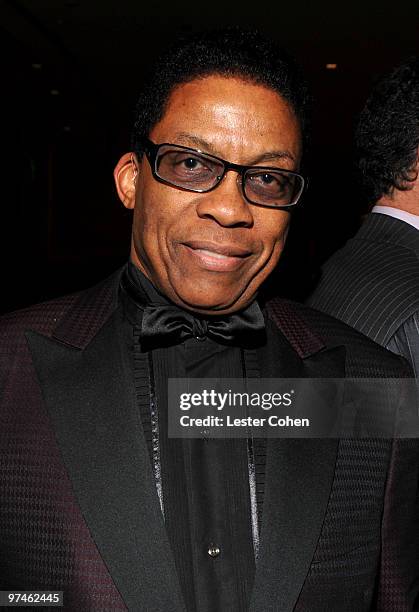 Musician Herbie Hancock arrives at the 52nd Annual GRAMMY Awards - Salute To Icons Honoring Doug Morris held at The Beverly Hilton Hotel on January...
