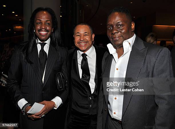Verdine White, Ralph Johnson and Philip Bailey of Earth, Wind & Fire arrives at the 52nd Annual GRAMMY Awards - Salute To Icons Honoring Doug Morris...