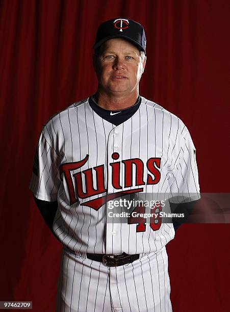 Batting Coach Joe Vara of the Minnesota Twins poses during photo day at Hammond Stadium on March 1, 2010 in Ft. Myers, Florida.