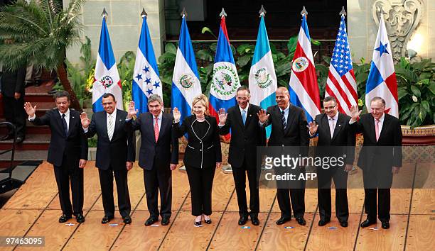 Dominican President Leonel Fernandez, Honduran President Porfirio Lobo, Costa Rican President Oscar Arias, US Secretary of State Hillary Rodham...