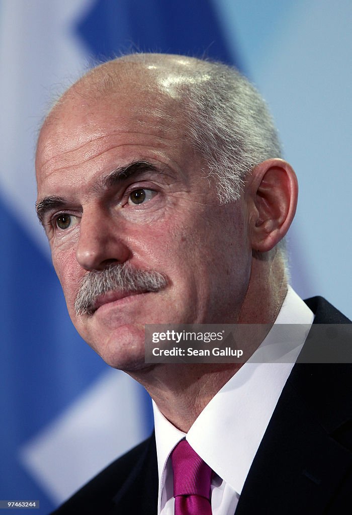 Merkel Meets With Greek Prime Minister Papandreou