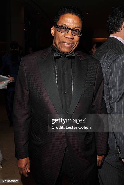 Musician Herbie Hancock arrives at the 52nd Annual GRAMMY Awards - Salute To Icons Honoring Doug Morris held at The Beverly Hilton Hotel on January...