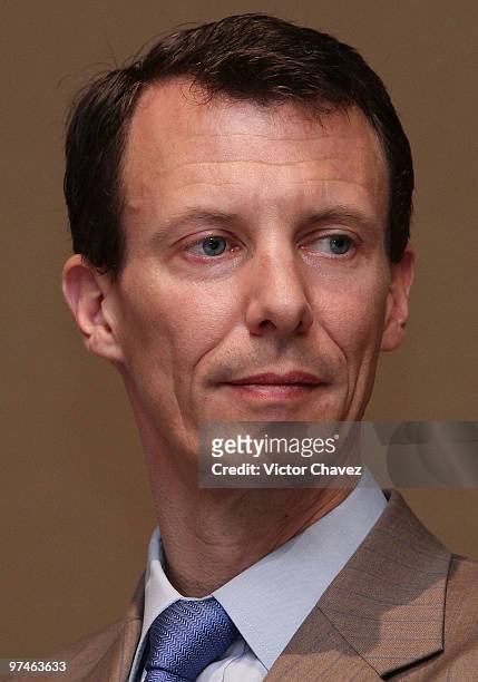 Prince Joachim of Denmark attends a press conference during the "The Wild Swans" exhibition at Franz Mayer Museum on March 4, 2010 in Mexico City,...