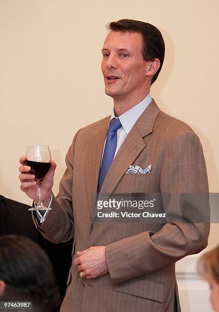 Prince Joachim of Denmark is making a toast during the Mexico-Denmark Water Seminar: Hydric infrastructure investment opportunities at Four Seasons...