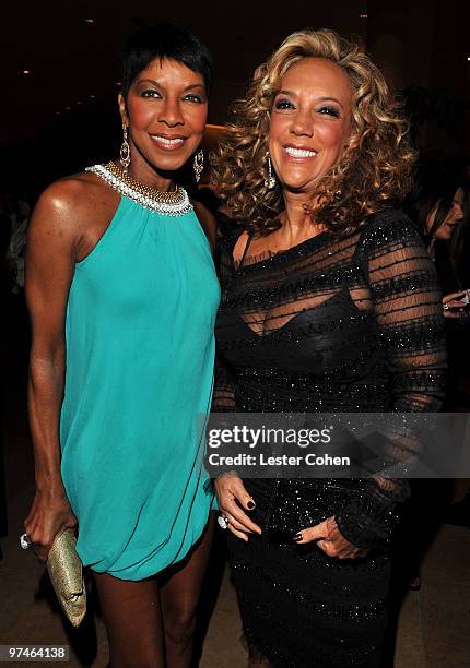 Musicians Natalie Cole Denise Rich arrive at the 52nd Annual GRAMMY Awards - Salute To Icons Honoring Doug Morris held at The Beverly Hilton Hotel on...