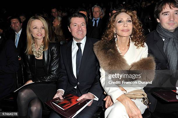 Christian Estrosi and Marisa Berenson attend the Christian Dior Ready to Wear show as part of the Paris Womenswear Fashion Week Fall/Winter 2011 at...