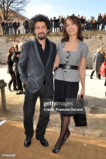 Radu Mihaileanu and Dolores Chaplin attend the Christian Dior Ready to Wear show as part of the Paris Womenswear Fashion Week Fall/Winter 2011 at...