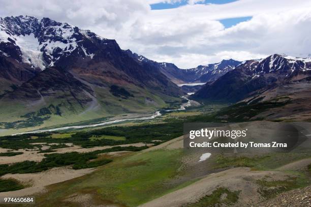 view of río túnel valley - túnel stock pictures, royalty-free photos & images