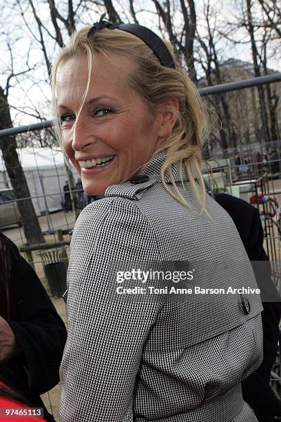 Estelle Lefebure attends the Christian Dior Ready to Wear show as part of the Paris Womenswear Fashion Week Fall/Winter 2011 at Espace Ephemere...