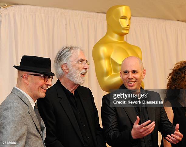 Directors Jacques Audiard "A Prophet", Michael Haneke "The White Ribbon", Yaron Shani "Ajami" attend the Academy Awards Foreign Language Film Award...