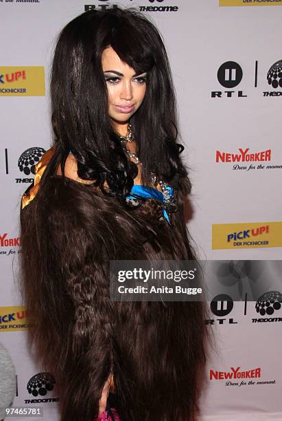 Danish singer Aura Dione arrives to the "The Dome" music event on March 5, 2010 in Berlin, Germany.