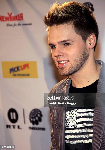 Singer Daniel Schuhmacher arrives to the "The Dome" music event on March 5, 2010 in Berlin, Germany.