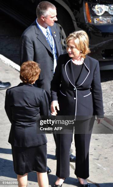 Secretary of State Hillary Rodham Clinton leaves the National Palace of Culture in Guatemala City, on March 5, 2010. Clinton arrived in Guatemala for...