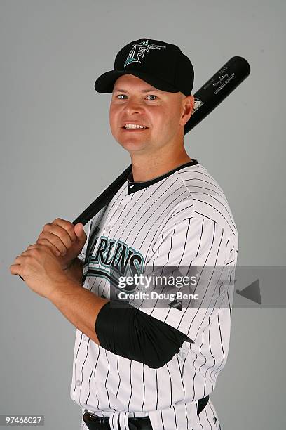 Outfielder Cody Ross of the Florida Marlins poses during photo day at Roger Dean Stadium on March 2, 2010 in Jupiter, Florida.