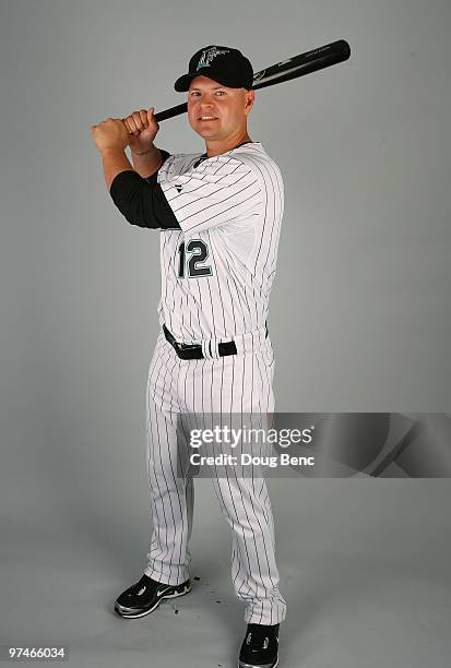 Outfielder Cody Ross of the Florida Marlins poses during photo day at Roger Dean Stadium on March 2, 2010 in Jupiter, Florida.