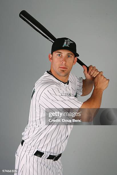 Outfielder Bryan Petersen of the Florida Marlins poses during photo day at Roger Dean Stadium on March 2, 2010 in Jupiter, Florida.