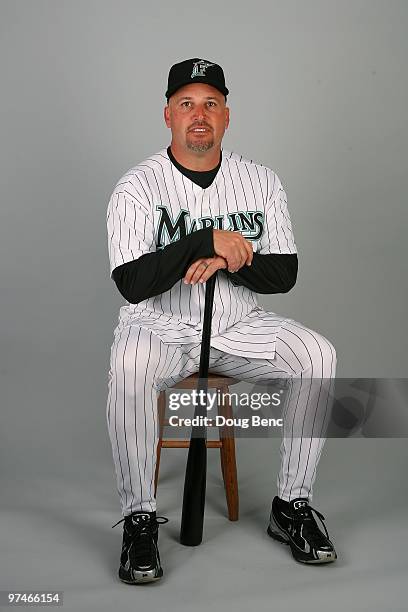 Manager Fredi Gonzalez of the Florida Marlins poses during photo day at Roger Dean Stadium on March 2, 2010 in Jupiter, Florida.