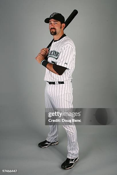 Catcher Chris Hatcher of the Florida Marlins poses during photo day at Roger Dean Stadium on March 2, 2010 in Jupiter, Florida.