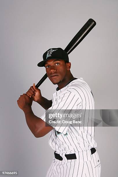 Outfielder Cameron Maybin of the Florida Marlins poses during photo day at Roger Dean Stadium on March 2, 2010 in Jupiter, Florida.