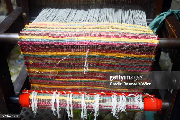 hand-weaving loom  for making rugs - weft stock pictures, royalty-free photos & images